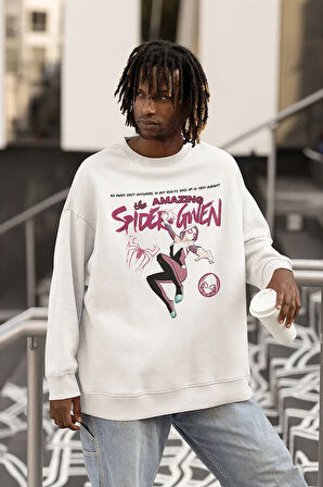 The Amazing Spider-Gwen Baskılı Unisex Oversize Sweatshirt