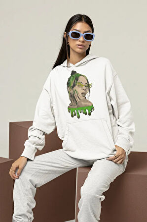 Tasarım Billie Eilish Baskılı Unisex Oversize Şarkıcı Hoodie