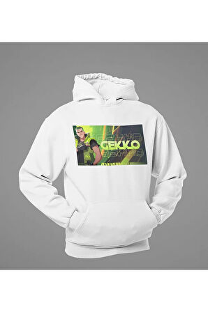 Gekko Baskılı Unisex Oversize Vallorant Hoodie