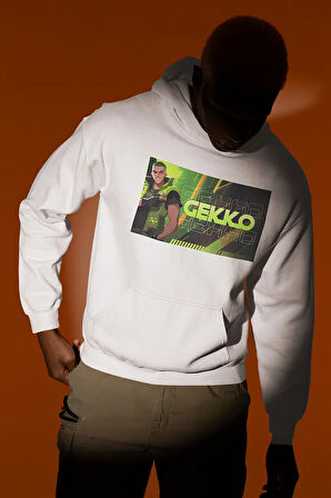 Gekko Baskılı Unisex Oversize Vallorant Hoodie