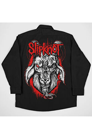 Slipknot Müzik Grubu Baskılı Unisex Rock Metal Cepli Gömlek