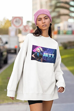 Jett Baskılı Unisex Oversize Valoorant Sweatshirt