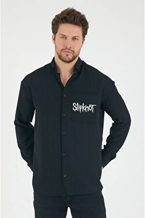 Slipknot Müzik Grubu Baskılı Unisex Rock Metal Cepli Gömlek