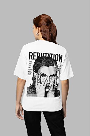Taylor Swift Albüm Reputation Yazılı Unisex Oversize Şarkıcı Tişört