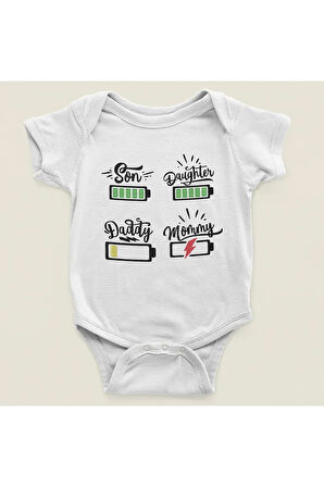 Tasarım Oğul Kız  Anne Baba Yazılı Pamuklu Yumuşak Unisex Çıtçıtlı Body Zıbın