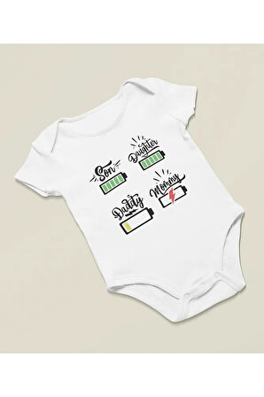 Tasarım Oğul Kız  Anne Baba Yazılı Pamuklu Yumuşak Unisex Çıtçıtlı Body Zıbın