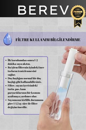 6 Fonksiyonlu Krom Filtreli Duş Başlığı 10 Adet Yedek Filtre Su Tasarruflu Basınçlı Kireç Klor Önleyici