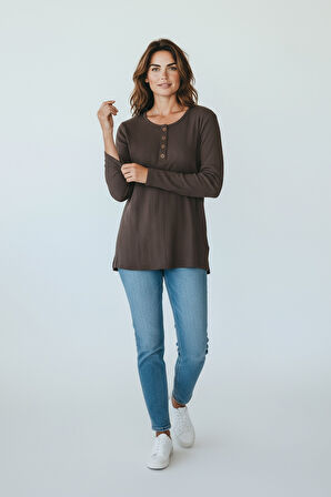 KADIN YAKA DÜME DETAYLI MEVSİMLİK BLUZ