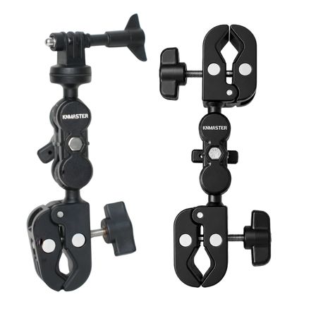 KNMASTER MC-200L – 360° Ayarlanabilir Motosiklet Çift Yengeç Kelepçeli (Double Clamp) Aksiyon Kamera Destek Aparatı (28 cm)