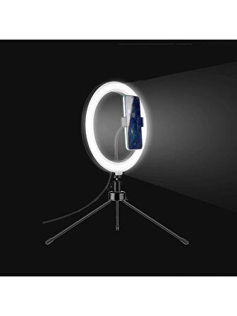 Tripodlu Youtuber Selfie LED Işıklı Masaüstü 10 Inç Tripod 26 cm Kuaför Makyaj Işığı Tiktok Işığı
