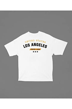1986 United States Los Angeles Yazılı Unisex Oversize Tişört