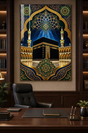 Kabe Desenli Baskılı Cam Tablo – İslami Dekoratif UV Baskı Duvar Tablosu