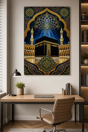 Kabe Desenli Baskılı Cam Tablo – İslami Dekoratif UV Baskı Duvar Tablosu