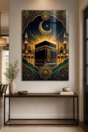 Kabe Desenli Baskılı Cam Tablo – Manevi Dini UV Baskı Dekoratif Duvar Tablosu