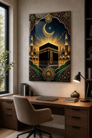 Kabe Desenli Baskılı Cam Tablo – Manevi Dini UV Baskı Dekoratif Duvar Tablosu