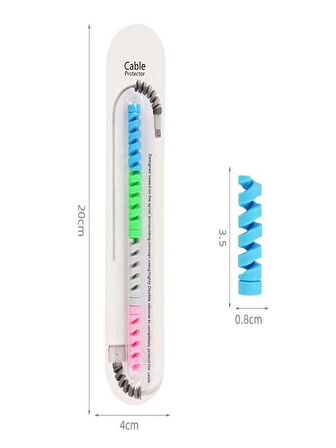 Renkli Spiral Kablo Koruyucu – Şarj ve Kulaklık Kablo Kırılma Önleyici Silikon Koruma | Evrensel Uyum