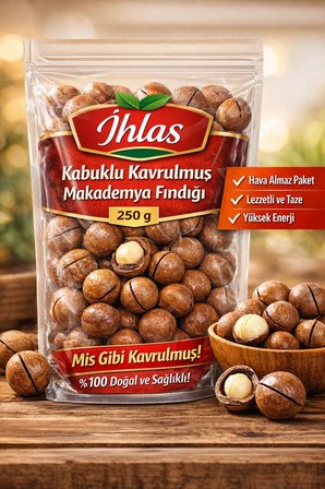 Kavrulmuş Kabuklu Makadamya 250Gr - Vakumlu Paket -
