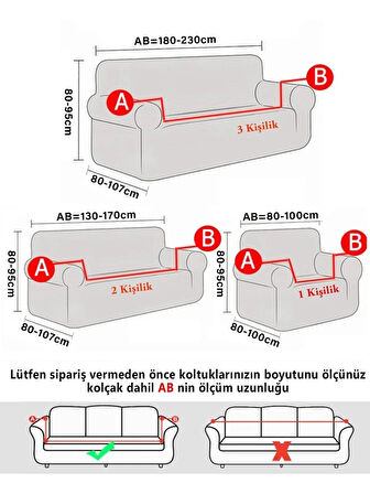 Baqdo Kadife 3+3+1+1 Takımı Koltuk Örtüsü, Kanepe Kılıfı Yumuşacık Yıkanabilir Tüy Leke Tutmayan Lastikli 3311