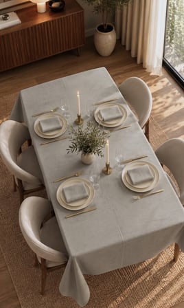Kadife Dokulu 130x130 Premium Taş Rengi Düz Polyester Dertsiz Masa Örtüsü