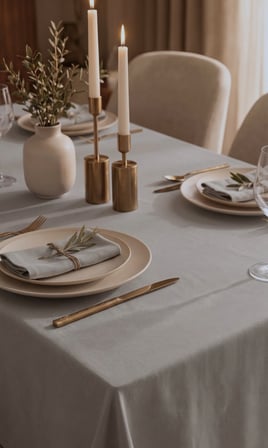 Kadife Dokulu 130x130 Premium Taş Rengi Düz Polyester Dertsiz Masa Örtüsü