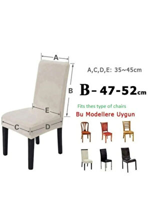Kadife Sandalye Kılıfı,sandalye Örtüsü, Lastıkli, Standart 1 Adet Kadife Sandalye Kılıfı