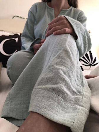 Organik Müslin 2'li Takım - Pijama Takımı - Gömlek Takım Naturel Doğal