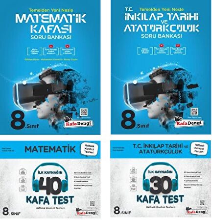 Kafadengi 8. Sınıf Lgs Matematik + İnkılap Tarihi Kafa Soru + Test Seti 4 Kitap 2023
