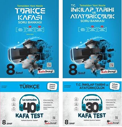 Kafadengi 8. Sınıf Lgs Türkçe + İnkılap Tarihi Kafa Soru + Test Seti 4 Kitap 2023