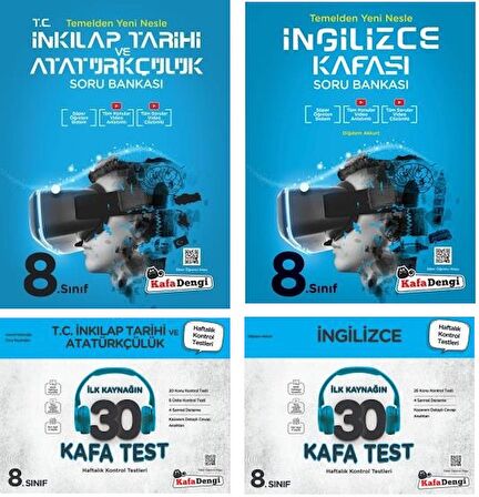 Kafadengi 8. Sınıf Lgs İngilizce + İnkılap Tarihi Kafa Soru + Test Seti 4 Kitap 2023