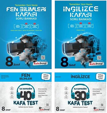 Kafadengi 8. Sınıf Lgs Fen Bilimleri + İngilizce Kafa Soru + Test Seti 4 Kitap 2023
