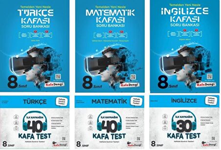 Kafadengi 8. Sınıf Lgs Matematik + Türkçe + İngilizce Kafa Soru + Test Seti 6 Kitap 2023