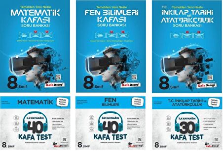 Kafadengi 8. Sınıf Lgs Matematik + Fen + İnkılap Kafa Soru + Test Seti 6 Kitap 2023
