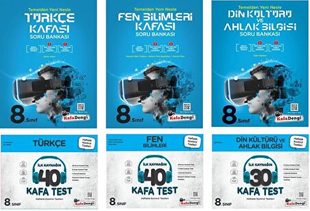 Kafadengi 8. Sınıf Lgs Fen + Türkçe + Din Kafa Soru + Test Seti 6 Kitap 2023