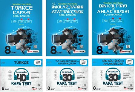 Kafadengi 8. Sınıf Lgs Türkçe + Din + İnkılap Kafa Soru + Test Seti 6 Kitap 2023