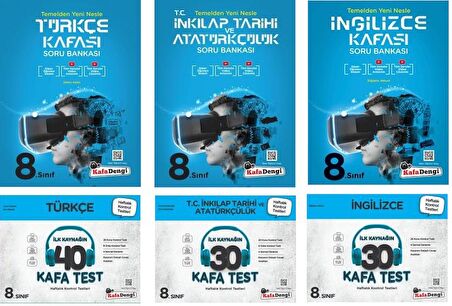 Kafadengi 8. Sınıf Lgs Türkçe + İngilizce + İnkılap Kafa Soru + Test Seti 6 Kitap 2023
