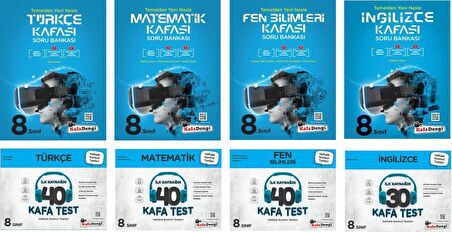 Kafadengi 8. Sınıf Lgs Matematik + Türkçe + Fen + İngilizce Kafa Soru + Test Seti 8 Kitap 2023