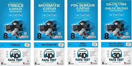 Kafadengi 8. Sınıf Lgs Matematik + Türkçe + Fen + Din Kafa Soru + Test Seti 8 Kitap 2023