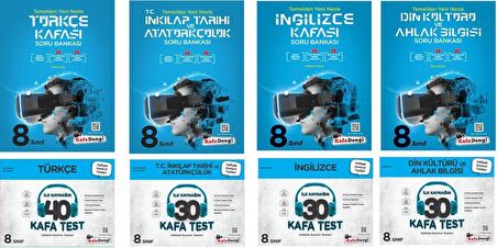 Kafadengi 8. Sınıf Lgs Türkçe + İngilizce + İnkılap + Din Kafa Soru + Test Seti 8 Kitap 2023