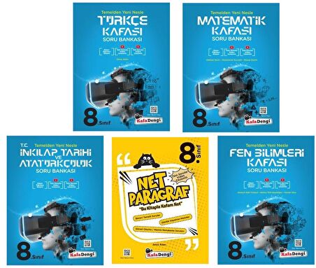 Kafadengi 8. Sınıf Lgs Matematik + Türkçe + Fen + Paragraf + İnkılap Kafası Soru Seti 5 Kitap 2023