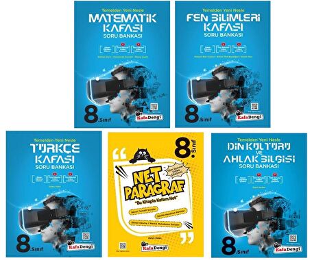 Kafadengi 8. Sınıf Lgs Matematik + Türkçe + Fen + Paragraf + Din Kafası Soru Seti 5 Kitap 2023