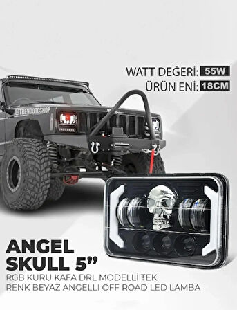 5'' RGB Kuru Kafa Angel Skull Off Road Led Lambası Jeep Wrangler & Cherokee & Ln106 Uyumlu Far