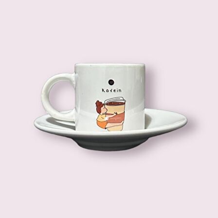 Kafein Temalı Yazılı Baskılı Türk Kahvesi Fincanı