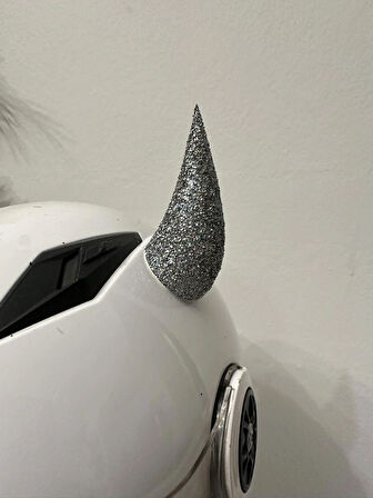 Motor & Motosiklet Gümüş Hologram Simli Şeytan Boynuzu Kask Dış Aksesuar