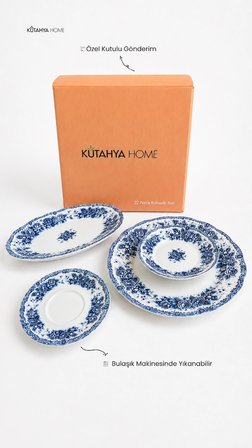 Blue Romance 20 Parça Porselen Kahvaltı Takımı Modern Tasarım - Vintage Model