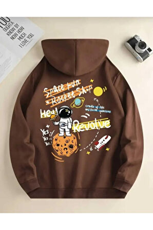 Malkoçbey THE GALAXY baskılı kapüşonlu sweatşhirt