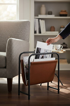 Alpa Deri Kumaşlı Dergilik, Kitaplık – Metal Çerçeveli Modern Gazetelik / Organizer