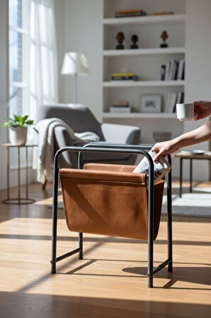 Alpa Deri Kumaşlı Dergilik, Kitaplık – Metal Çerçeveli Modern Gazetelik / Organizer