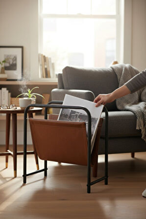 Alpa Deri Kumaşlı Dergilik, Kitaplık – Metal Çerçeveli Modern Gazetelik / Organizer