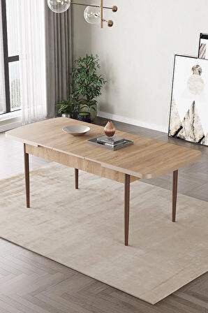 Arya Siyah Mermer Desen 80x132 MDF Açılabilir Yemek Masası Takımı 6  Sandalye