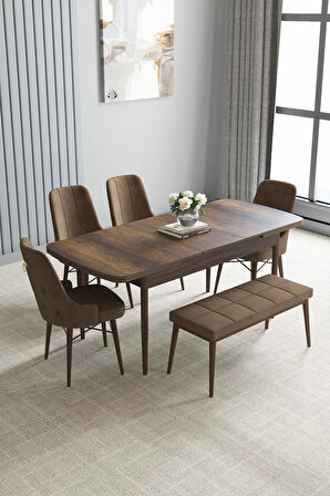 Jusie Barok Desen 80x132 Açılabilir Yemek Odası Takımı 6  Sandalye